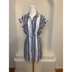 Japna Blue & White Striped Shirt Dress – Size Medium